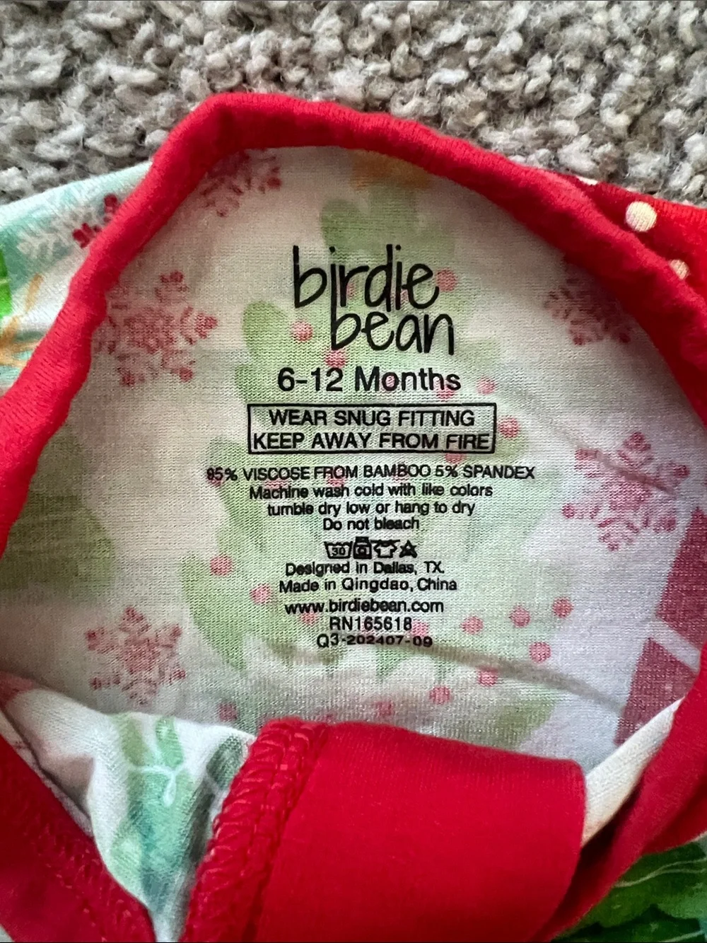 Birdie Bean Red & Green Christmas Tree Footie One-Piece for Kids